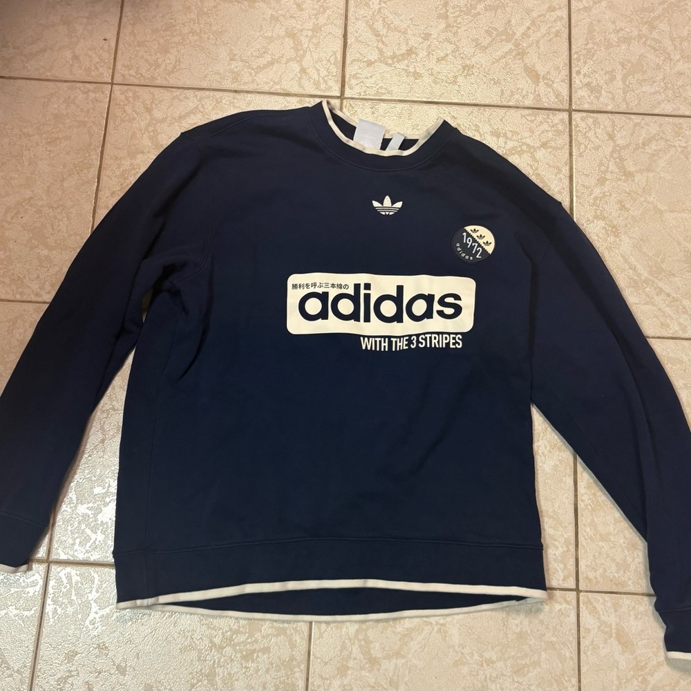 Adidas Blue Crewneck Sweater with Classic Logo